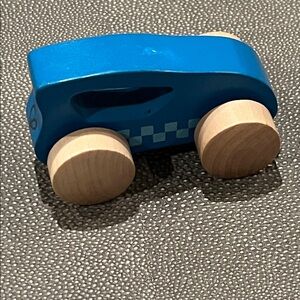 Classic Blue Wooden Toy Car